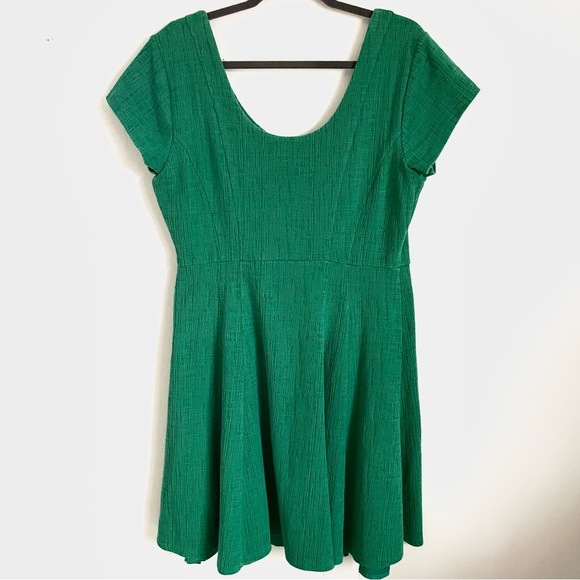 Anthropologie Maeve Nova Knit Fit And Flare Mini Dress in Kelly Green Size L EUC - Picture 4 of 10